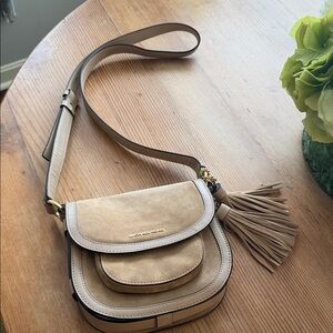Michael Kors Tan Suede Crossbody Bag with Tassel